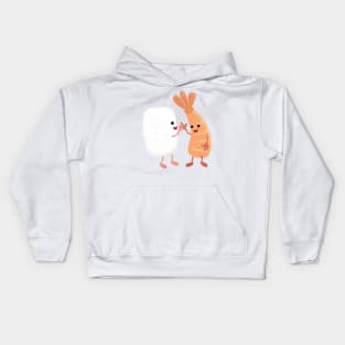 Cute sushi rice prawn friends cartoon Kids Hoodie